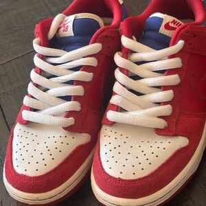 Nike Red and White Sneakers Classic Low-Top Design